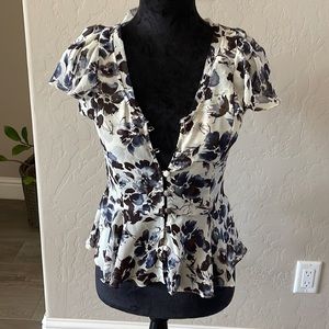 ELLE Flower and Ruffle Blouse